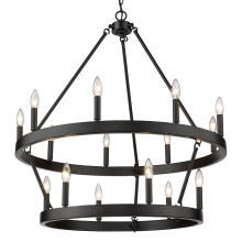 Golden 1017-96 BLK - Golden Lighting Alastair 15-light 2-tier Chandelier (9+6) in Matte Black